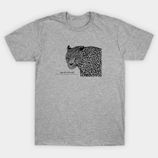 Amur Leopard with Common and Latin Names - endangered animal design T-Shirt